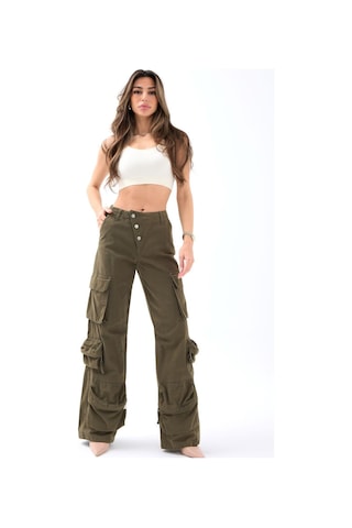 Ckm Moda Gela Kargo Cepli Bol Pantolon Haki
