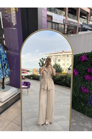 Krep Kumaş Ayrobin Takım-bej Rengi-185 Bej