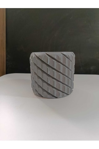 Spiral Desenli Gri Çok Amaçlı Organizer Kalemlik / Saksı / Fırçalık