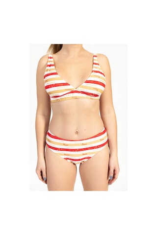 Pemilo Kadın 703 Minimiser Çizgili Bikini Takımı Kırmızı-kırmızı 37164 - 1 Kırmızı