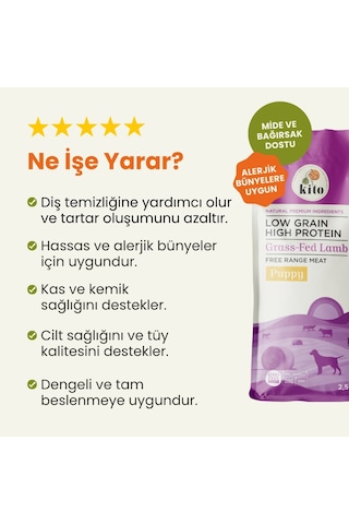 Kito Doğal Besi Kuzu Etli Yavru Köpek Maması 2.5 KG