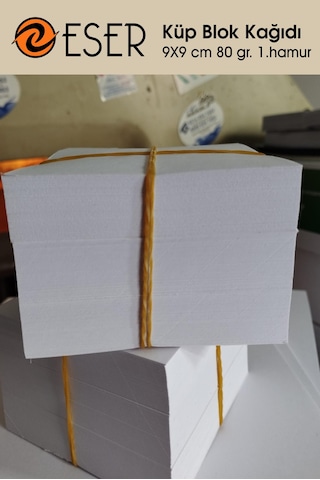 Eser Küp Blok Kağıdı 9x9 cm 80 gr. 1. hamur beyaz kağıt (500 sayf