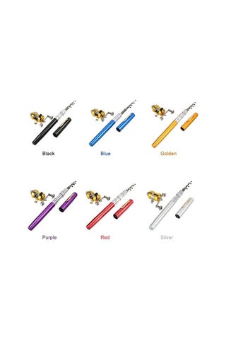 Dancemonkey Mini Teleskopik Olta Kamışı Makara Seti, Taşınabilir Cep Kalemi, Makara Ve Olta Kamışı Mor