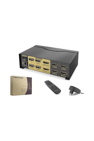 Hdx1376 Hdmi Kvm Switch Dual Monitör 2+2 Hdmi / 2+2 Usb Port Kablolu Siyah-127224