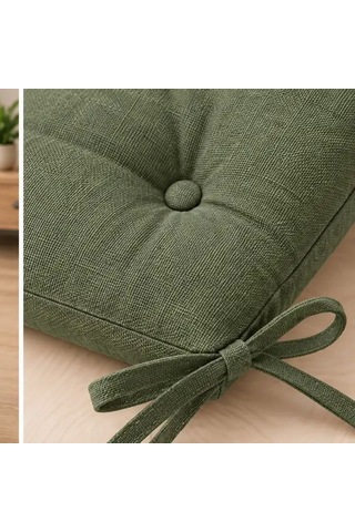 Bağcıklı Sandalye Minderi 40 40 4 Cm Haki Çok Renkli
