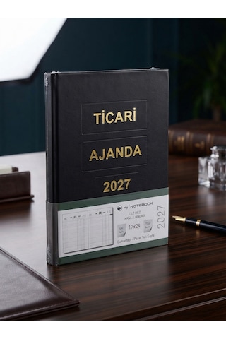 17x24 Ticari Ajanda Cilt Bezi Kasa Ajandası 2027 Siyah