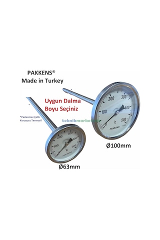 Pakkens Çap Ø63mm 0-500 C 50 Cm Dalma Boylu Taş Fırın, Kazan, Pizza, Pide, Ekmek, Seyyar, Köy Bahçe Fırını Te