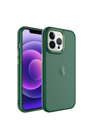 Zeyline Apple Uyumlu iPhone 13 Pro Buzlu Sert Pc Zore May Kapak-koyu Yeşil