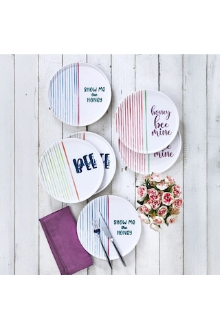 Fecra Text 6 Parça Pasta Tabağı Seti