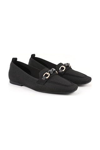 Libero L085.k4002 Toka Detaylı Esnek Triko Tpu Taban Kadın Loafer Ayakkabı" Siyah