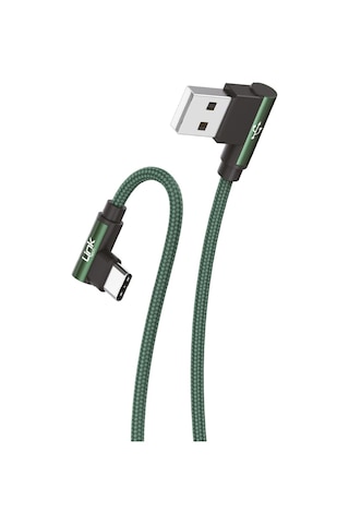 Linktech K594 Safe Type-C USB 90 Derece Şarj Kablosu Yeşil