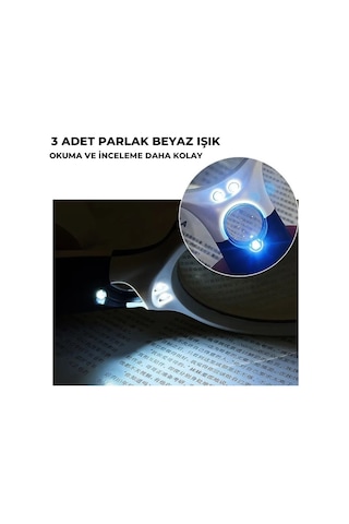Taşınabilir 3 Ledli 2 Lensli Büyüteç 45x22mm 3x75mm 6902ab
