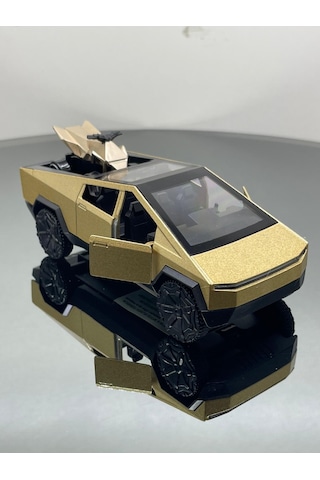 Tesla Cyber Truck 1:32 Ölçek Metal Çek Bırak 12 Cm Oyuncak Araba - Sarı