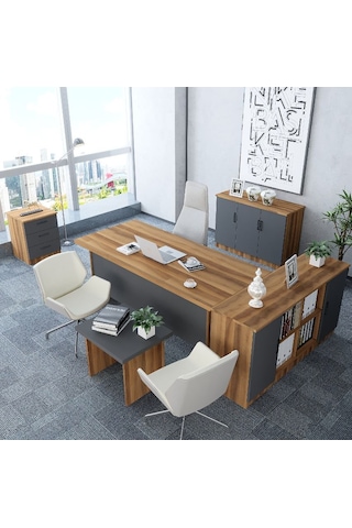 Oliver 5'li Ofis Takımı  Model 4 Ceviz Füme