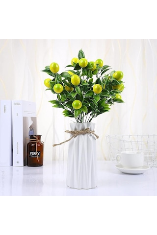 3lü Set Yapay Limon Demeti Yapay Çiçek 30 20cm Yeşil Yapraklı