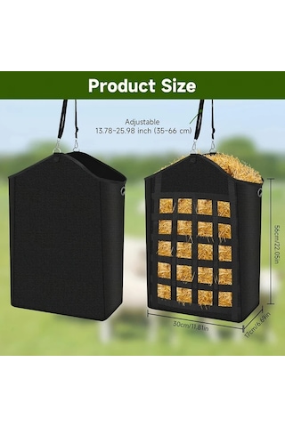 Elmpaly Dayanıklı Siyah At Yem Filesi - At, Keçi Ve Sığırlar İçin Çiftlik Yemlik Torbası