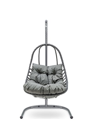 Premium Rattan Salıncak El Örgüsü Bahçe & Balkon & Teras & Ev Salıncağı Antrasit