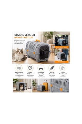 Kedi Taşıma Çantası Plastik Kafes Kilitlenebilir Kapaklı Havalı Taşıma Kabı Kedi Köpek Taşıma Box Güvenli P