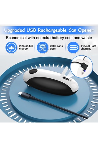 Reedark Usb Şarjlı Çelik Elektrikli Kutu Açıcı, Çok Boyutlu Kutu Uyumlu, Siyah-beyaz Model Siyah - Beyaz