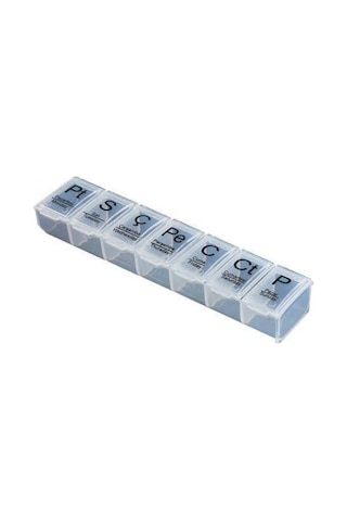 Haftalık Ilaç Saklama Kutusu 7 Ilaç Saklama Kabı Sağlıklı Pp Malzemeden Klipsli 17x3,6x2,5 Cm Şeffaf