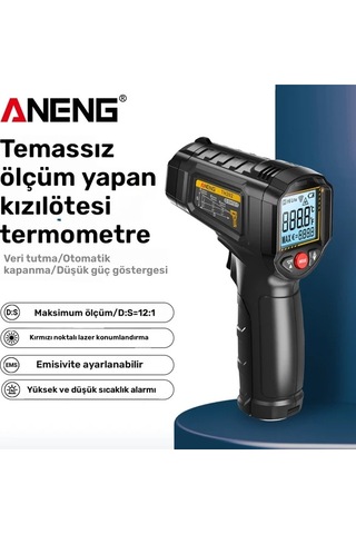 Honeybeeshop Aneng Th202 Siyah Temassız Termometre Higrometre -50-600 C Lcd Ekran Sıcaklık Tabancası Pirometre Pilsiz