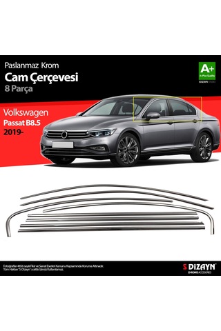 S-Dizayn  Volkswagen Passat B8.5 Krom Cam Çerçeve 8 Parça 2019 ve Üzeri