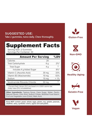 Renew Nad+ Gummies Nr + C + B3 & Sodium 60 Gummies