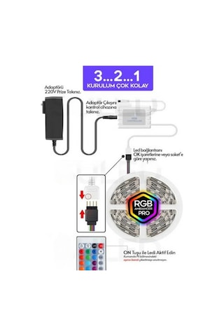 5mt Şerit Animasyonlu Tak Çalıştır Kumandalı Trafolu Rgb
