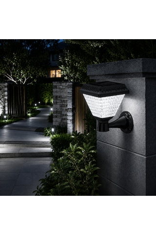 Güneş Enerjili 30w Solarlı Led Aplik Beyaz Işık Ct-7316 Siyah