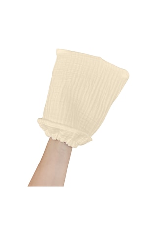 Bebek Banyo Lifi Tahriş Etmeyen Banyo Kesesi %100 Pamuk Bej