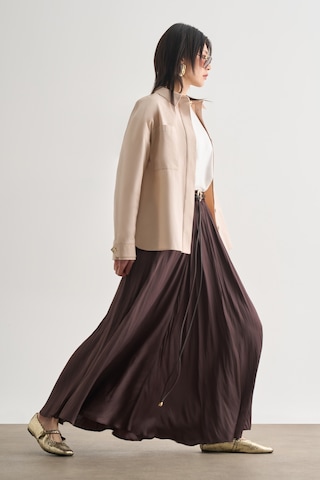 Mizalle Premium Saf Pamuk Oversize Bej Rengi Ceket Gömlek Bej