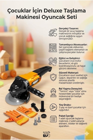 Oyuncak Spiral Taşlama Makinası Eldivenli Set Çocuklar İçin Eğitici Eğlenceli İnteraktif Tamirci Set