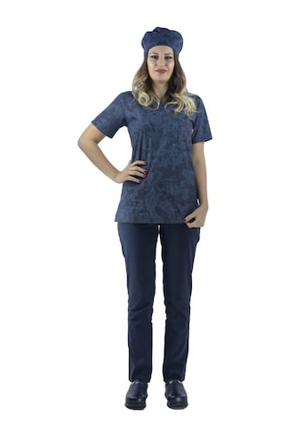 Scrubs Koyu Kamuflaj Desenli 3901 Kadın Tek Üst Forma