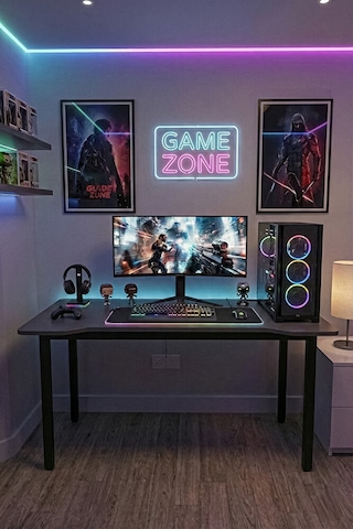 120 Antrasit Oyun Çalışma Masası Gaming Masa Ofis Masası 9120- Anrasit