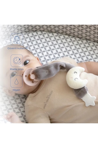 Babyjem Emzik Askısı Ay Desen Gri