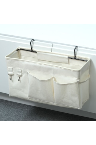 Hangfox Üniversite Yatak Odası Kumaş Saklama Çanta, Büyük Kapasite, Yatak Kenarı Asılı, Dormitory Dekor, Çeşitli Eşyaları Saklama, Dayanıklı Malzeme, Beyaz Büyük Boy