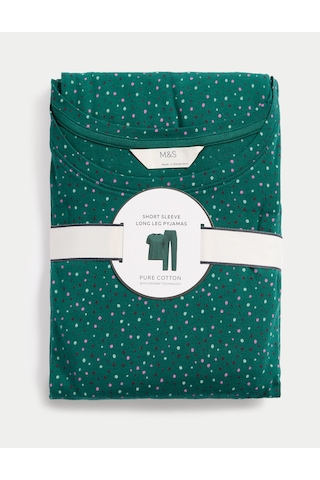 Marks & Spencer Pamuk Karışımlı Pijama Takımı T37004619F Yeşil
