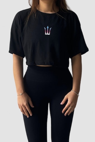 Pose I Down Active Oversize Crop Kadın T-shirt Siyah