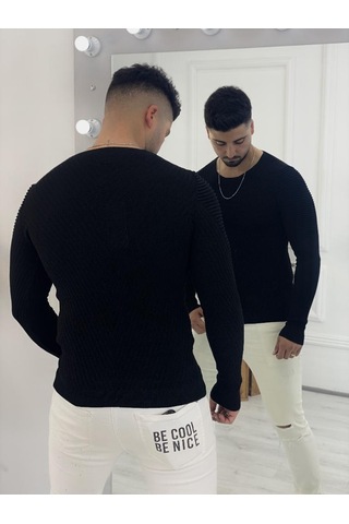 Elku Moda Elkumoda Kazak Slim Fit Triko Dar Kesim Kazak-1887