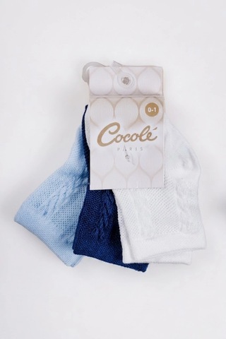 Cocole Socks Erkek Çocuk Soket Çorabı 3 Lü Set Pamuklu Klasik Seri & Saç Örgü Desenli Çok Renkli