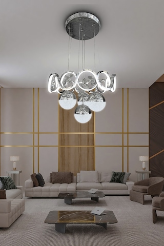 Sefa 4 Toplu Modern Sarkıt Led Avize - - Kumandalı / Krom Krom