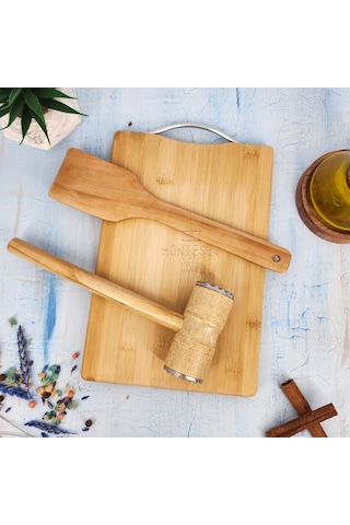 3 Lü Et Döveceği Seti Et Dövücü Kesme Tahtası Ve Spatula