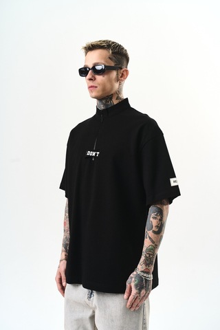 Respire Erkek I Don't Nakışlı Oversize T-shirt Siyah
