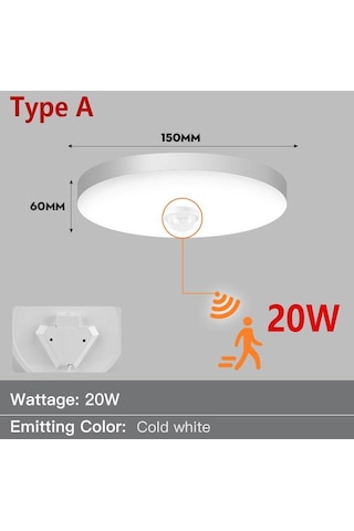 Hareket Sensörlü Led Tavan Işıkları 15w 20w 30w 40w Tavan Lambaları 20w Soğuk Beyaz