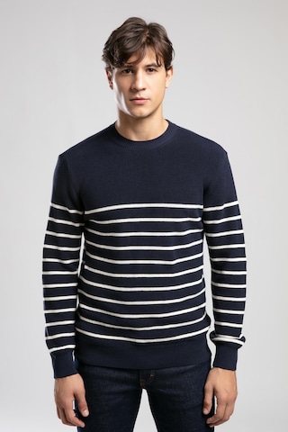 Baldwin Erkek O Yaka Kazak Lacivert-ekru Çizgili-21058 Lacivert - Ekru