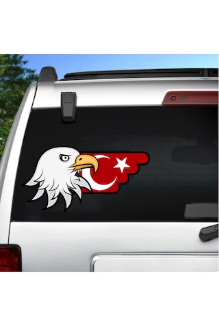 Kartal Ve Türk Bayrağı Sticker - Araba Oto Motosiklet Karavan Sticker - 00727 15x8 Cm