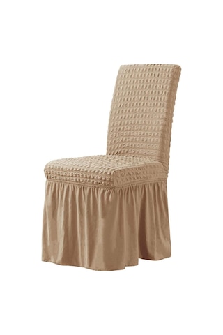 StarMall Brürümcük Etekli Sandalye Kılıfı, Lastikli,esnekli Sandalye Örtüsü 1 Adet Taş