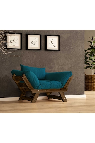 Woodesk Adalar Masif Ceviz-petrol Renk Berjer Cpt8138-140 Petrol