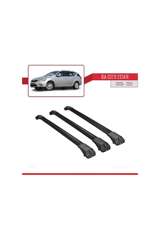 Kia Ceed Sportswagon 2009-2012 Arası İle Uyumlu Ace-1 Ara Atkı Tavan Barı Siyah 3 Adet Bar