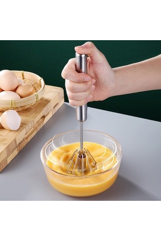 Yasammerkezi No.5 Tarzı Yarı Otomatik Yumurta Çırpıcı Manuel Döner Yumurta Çırpma Paslanmaz Çelik El Yu Ahşap